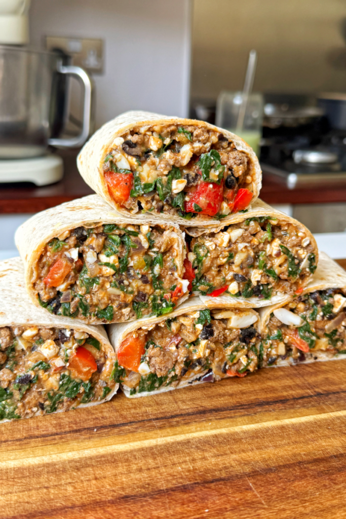 Burrito de Desayuno Alto en Proteínas Fácil (45g de proteína por porción)